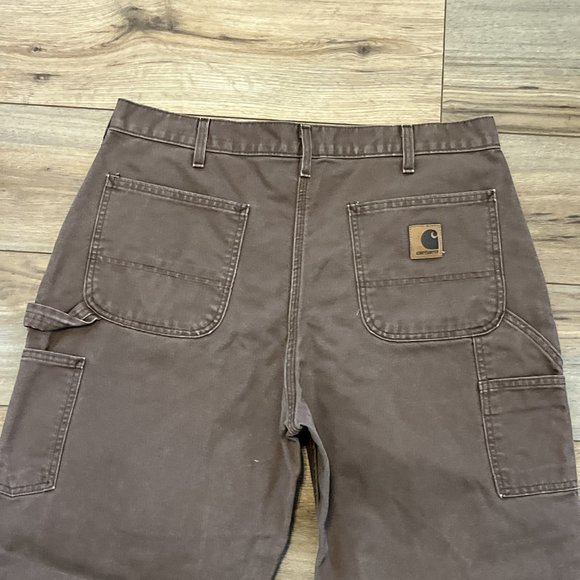 Men's Carhartt Duck Canvas Carpenter Jeans SZ 36x30 Chocolate Brown B11 CHT - Picture 8 of 12